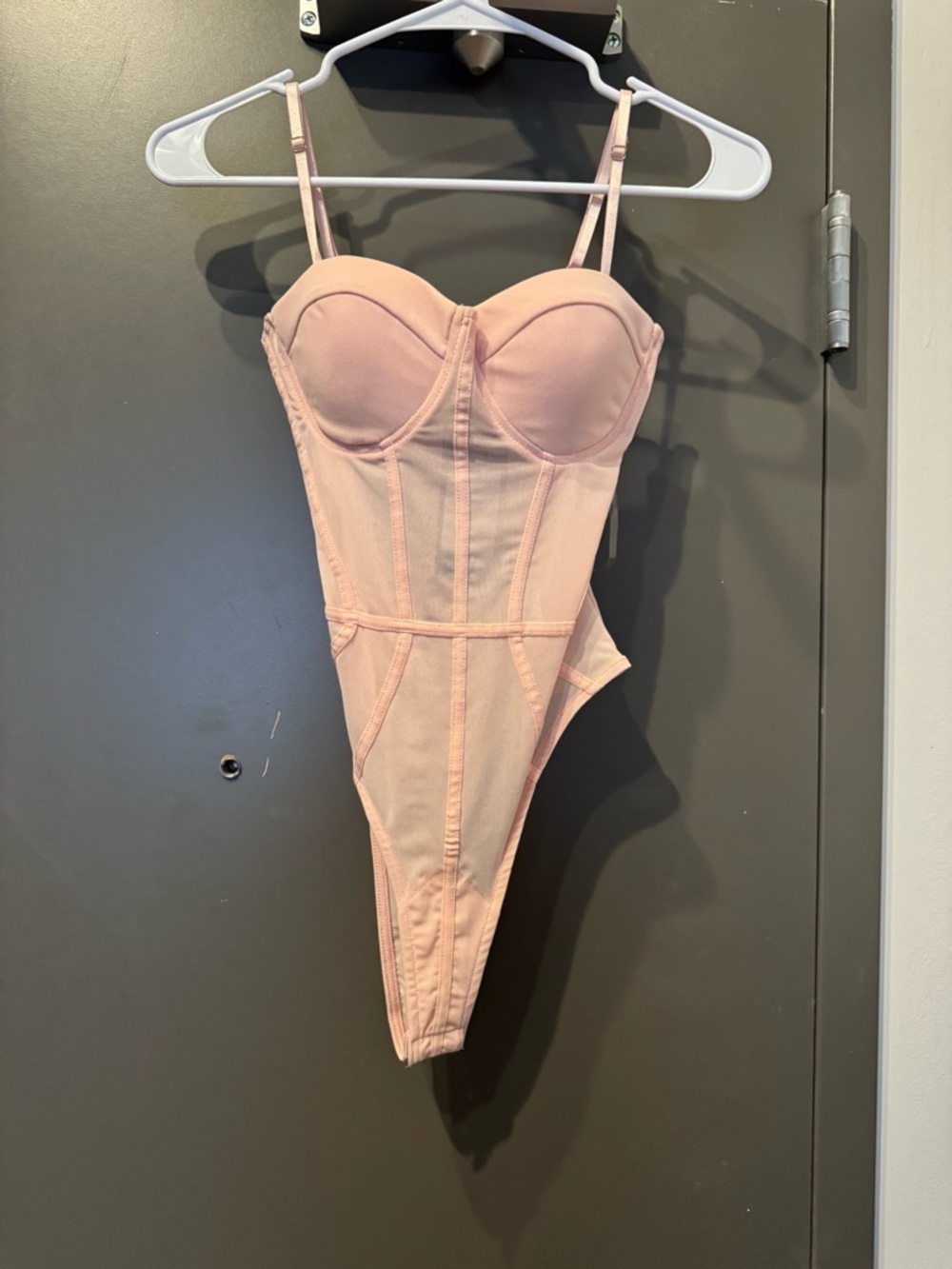 Blush Pink Mesh Corset Bodysuit
